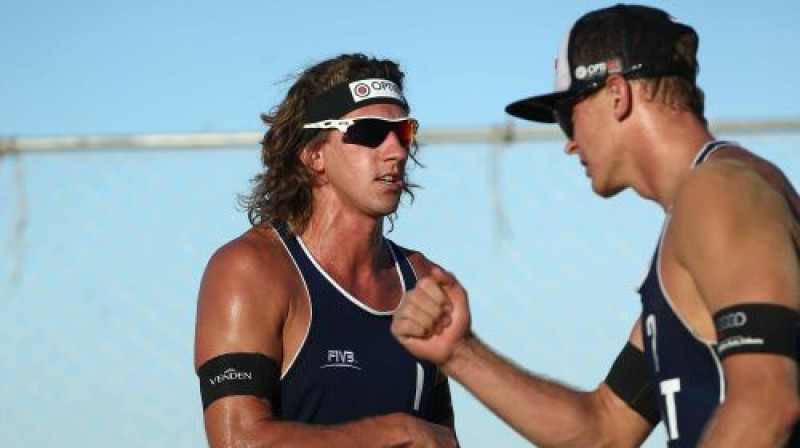 Aleksandrs Samoilovs un Jānis Šmēdiņš
Foto: Fivb.org