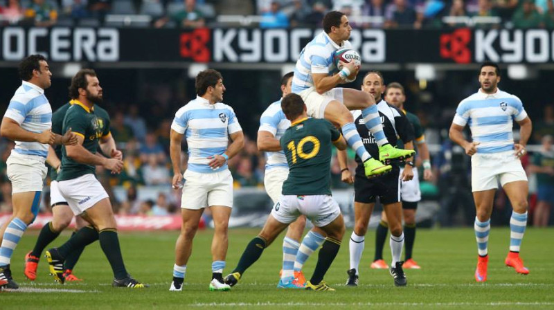 Argentīnas izlase spēlē pret DĀR bija spārnos.
Foto: sanzarrugby.com