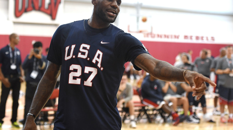 Lebrons Džeimss ASV izlases mininometnē Lasvegasā.
Foto: AFP/Scanpix