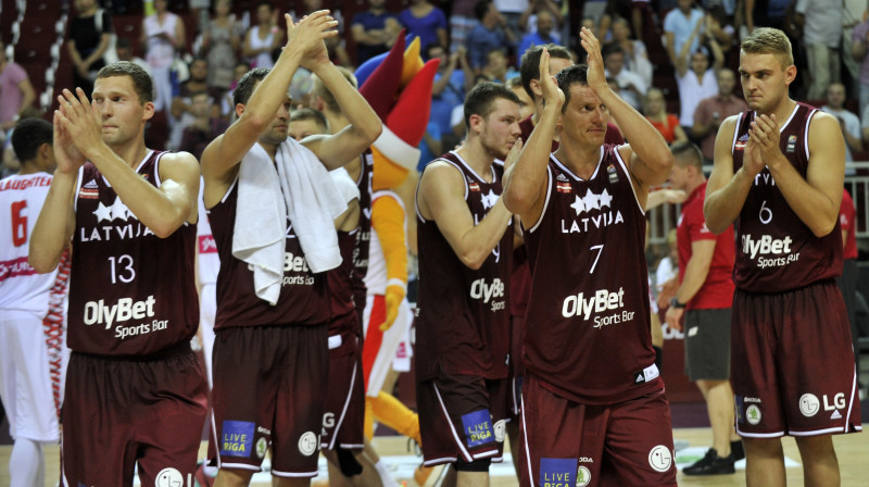 Latvijas valstsvienība: četras uzvaras astoņās pārbaudes spēlēs.
Foto: basket.lv