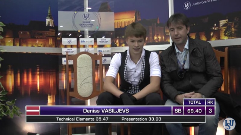 Deniss Vasiļjevs un treneris Aleksejs Urmanovs - 1994.gada olimpiskais čempions 
Foto: ISU Junior Grand Prix