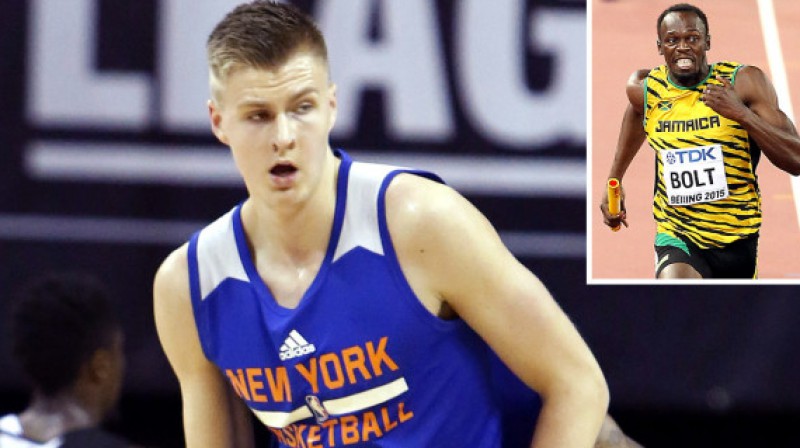 Kristaps Porziņģis un Juseins Bolts
Foto: Bizuayehu Tesfaye / UPI