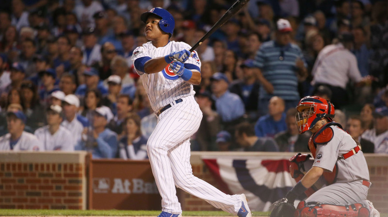 Starlins Kastro guva vienu no sešiem "Cubs" <i>houmraniem</i>.
Foto: AFP/Scanpix
