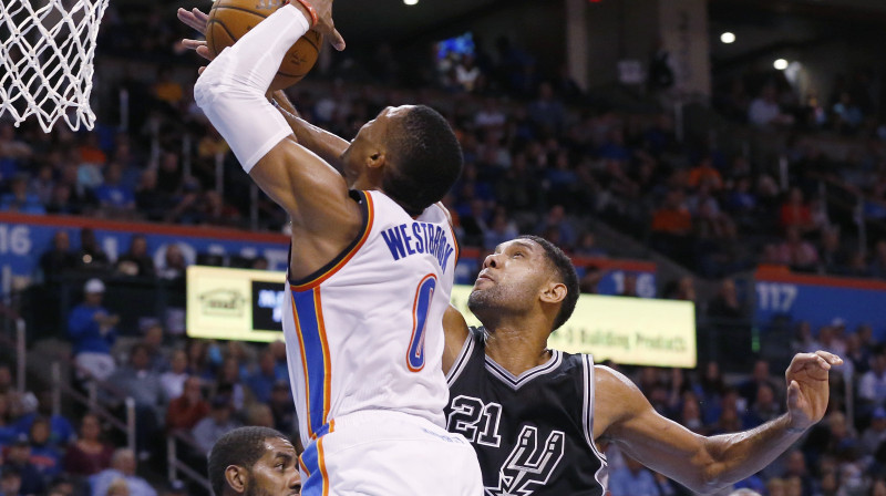 Rasels Vestbruks uzbrukuma noslēguma fāzē 
Foto: AP/Scanpix