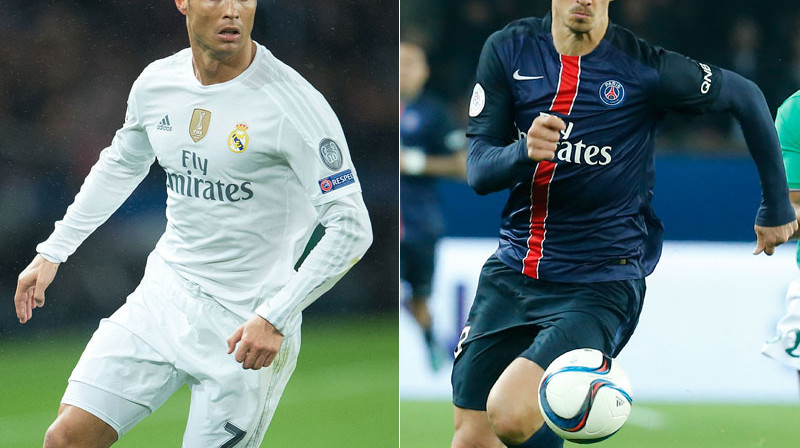 Madrides "Real" pret PSG. Krištianu Ronaldu pret Zlatanu Ibrahimoviču.
Foto: AFP/Scanpix & SIPA/Scanpix