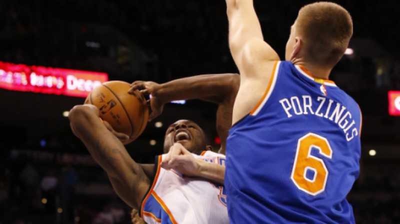 Kristaps Porziņģis aptur "Thunder" 
Foto: AP / Scanpix