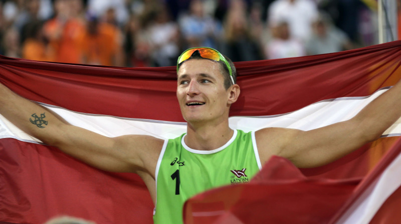 Mārtiņš Pļaviņš pēc Londonas olimpisko spēļu bronzas izcīnīšanas
Foto: AFP/Scanpix