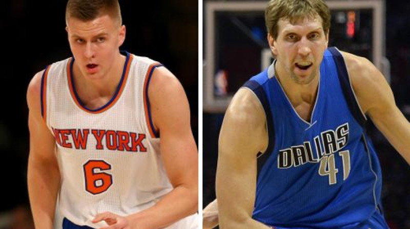 Kristaps Porziņģis un Dirks Novickis
Foto: AFP/Scanpix
