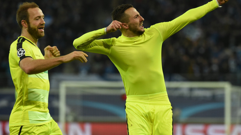 Danijels Milicevičs atzīmē uzvaras vārtu guvumu.
Foto: AP/Scanpix