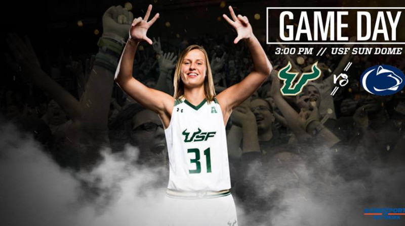 Kitija Laksa USF un "Penn State" spēles reklāmā
Foto: USF