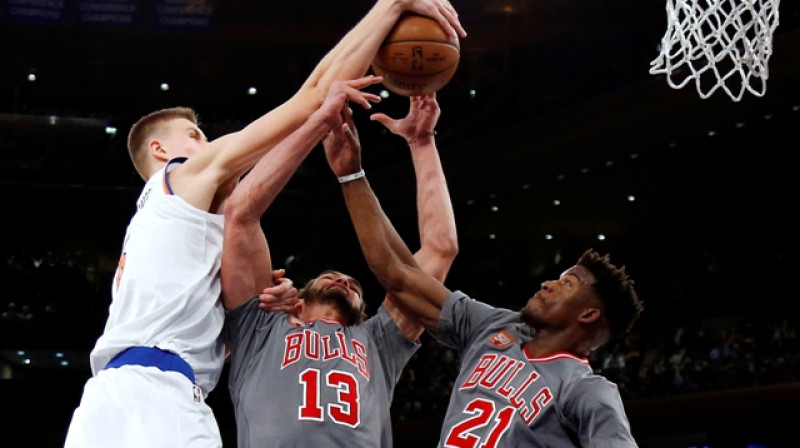 Kristaps Porziņģis aptur Žoakimu Noā
Foto: AP/Scanpix
