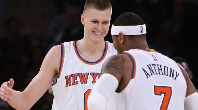 Kristaps Porziņģis un Karmelo Entonijs
Foto: AP/Scanpix