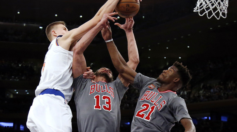 Kristaps Porziņģis spēlē pret "Chicago Bulls"
Foto: AFP/Scanpix