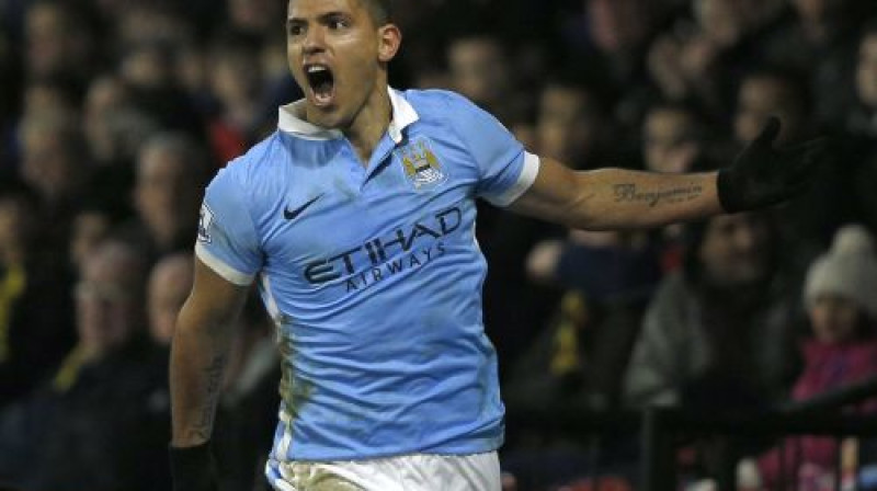 ''City'' otro vārtu autors Serhio Agvero
Foto: AFP/Scanpix