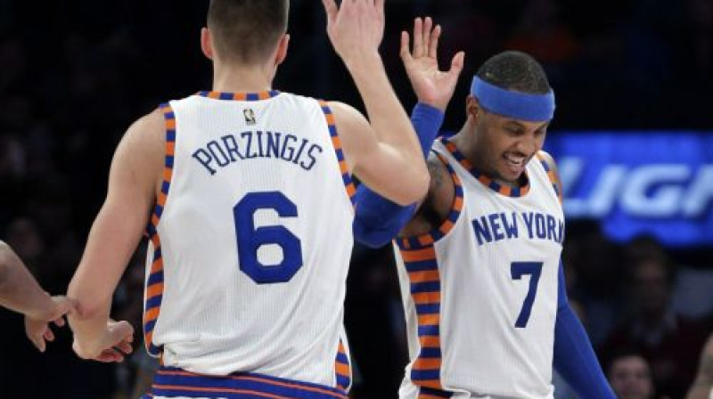 Kristaps Porziņģis un Karmelo Entonijs
Foto: AP/Scanpix