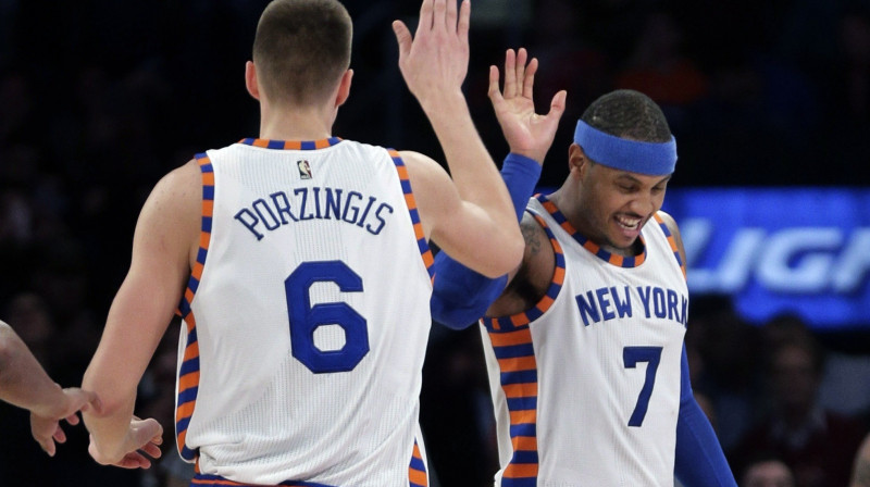 Kristaps Porziņģis un Karmelo Entonijs
Foto: AP/Scanpix