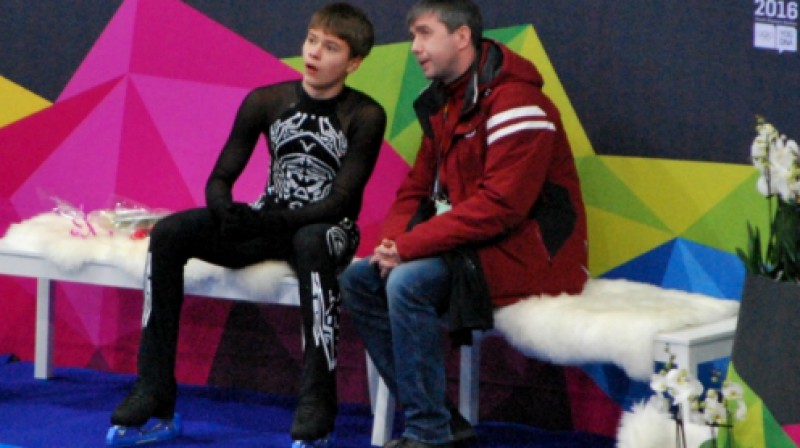 Deniss Vasiļjevs un treneris Aleksejs Urmanovs
Foto: M.Mālmeisters, Latvijas Olimpiskā komiteja