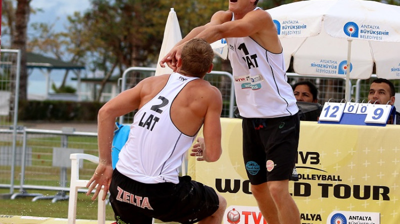Rihards Finsters un Edgars Točs
Foto: FIVB