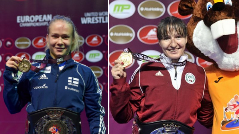 Petra Olli un Anastasija Grigorjeva 
Foto: AFP/Scanpix, R.Kokšarovs/f64