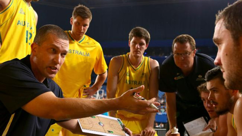 Andrejs Lēmanis un Austrālijas basketbolisti
Foto: Basketball Australia