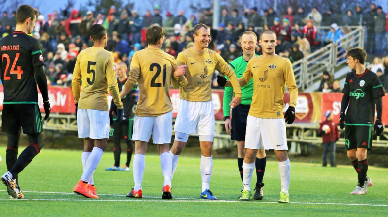 "Spartakam" Liepājā bija iemesls priekam. 
Foto: LFF