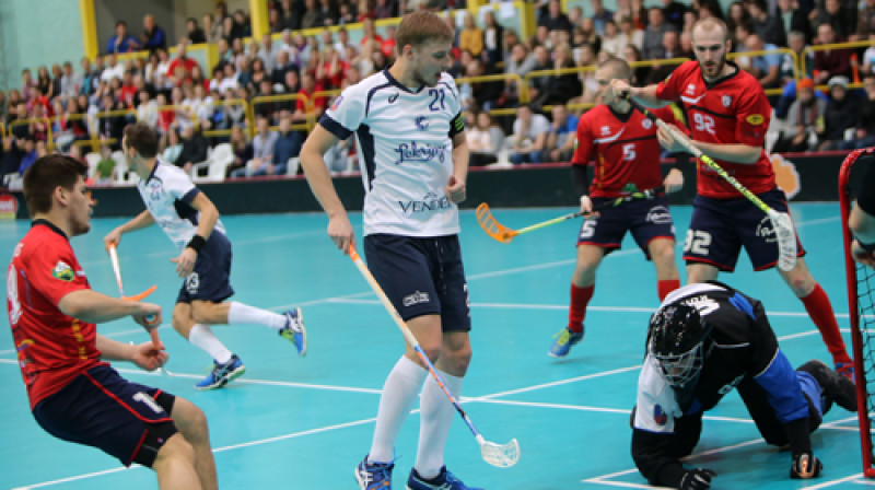 Moments no spēles starp "Lielvārdi" un "Lekringu"
Foto: Ritvars Raits, floorball.lv
