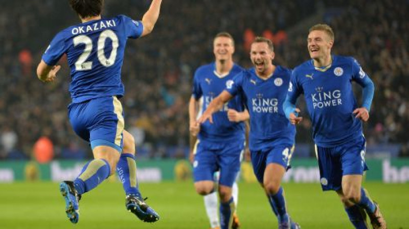 ''Leicester City'' atzīmē fantastisko Šinji Okazaki vārtu guvumu
Foto: AFP/Scanpix