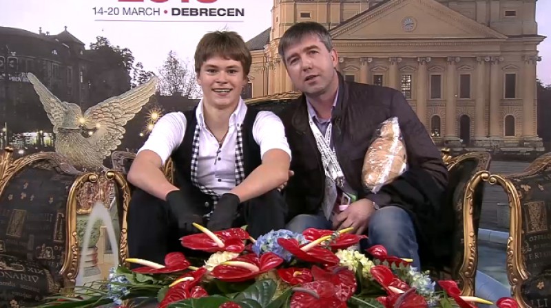 Deniss Vasiļjevs un treneris Aleksejs Urmanovs
Foto: Eurovisionsports.tv