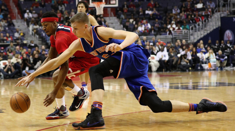 Bredlijs Bīls un Kristaps Porziņģis 
Foto: AFP/Scanpix