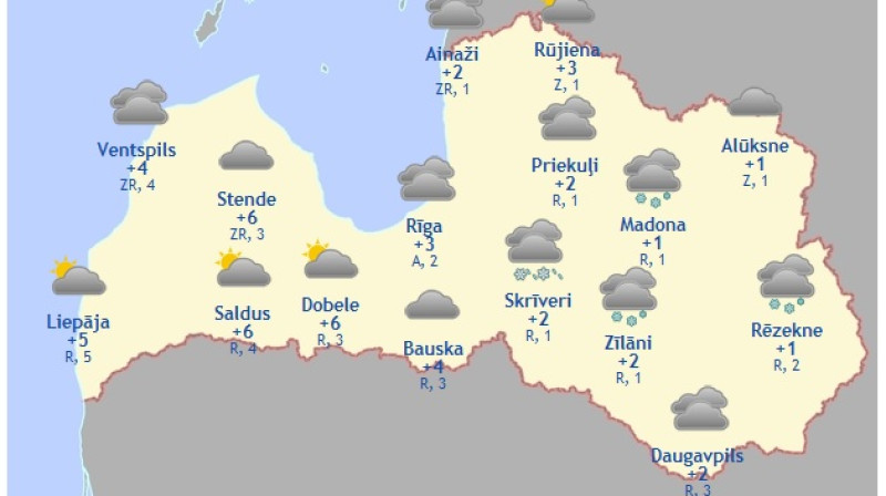 Laika karte šodienas pēcpusdienai
meteo.lv