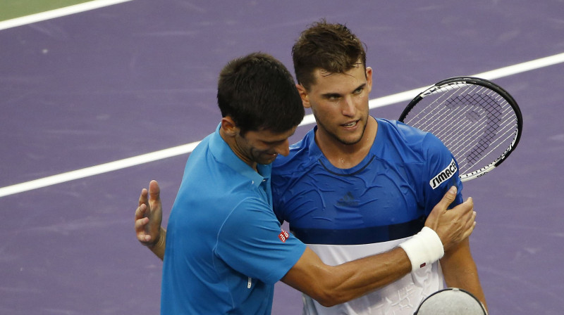 Novaks Džokovičs un Dominiks Tīms
Foto: USA Today Sports/Scanpix