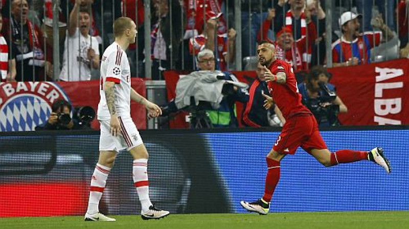 Arturo Vidals atzīmē savu vārtu guvumu
Foto: AP/Scanpix