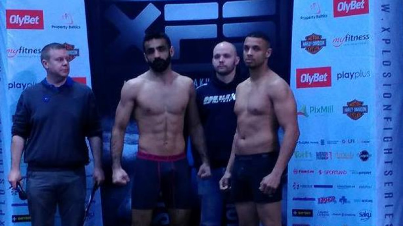 Zaurs Džavadovs un Tomijs Kings svēršanās procedūras laikā
Foto: Rene Sildvee