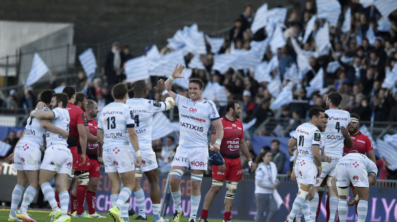 "Racing 92" gāzuši no troņa pēdējo trīs gadu čempioni "Toulon".
Foto: AFP/Scanpix