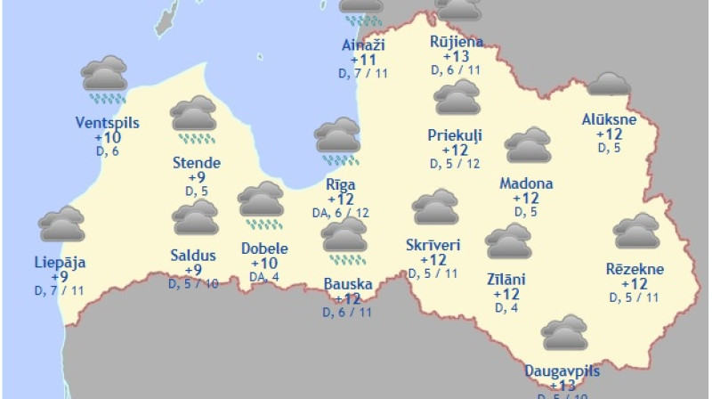 Laika karte šodienas pēcpusdienai