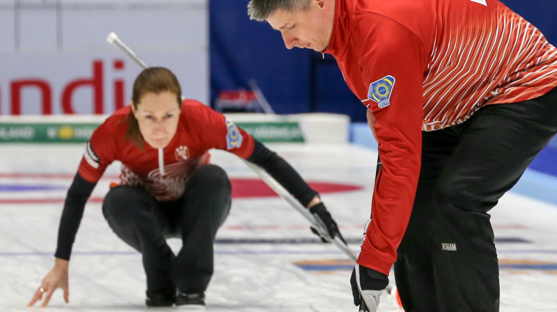 Latvjas jauktā pāra izlase - Artis Zentelis un Ieva Rudzīte.
Foto: WCF / Richard Gray
