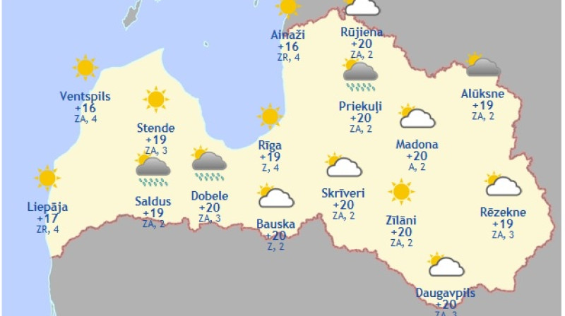 Laika kartes šodienas pēcpusdienai