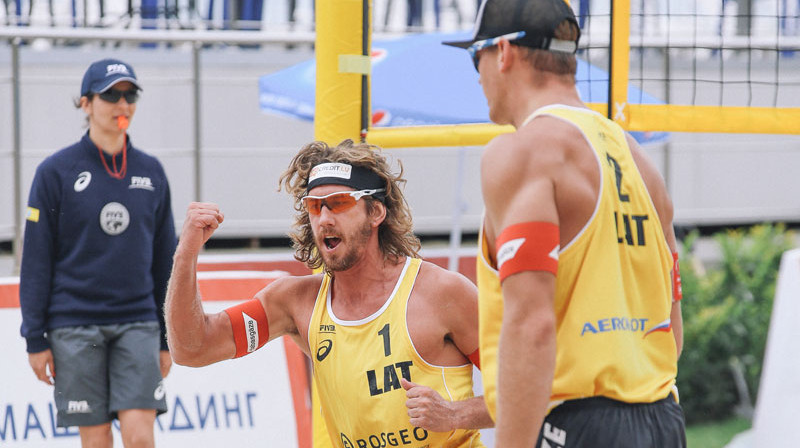Aleksandrs Samoilovs un Jānis Šmēdiņš
Foto: FIVB