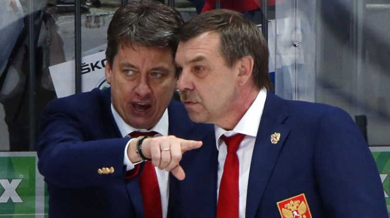 Harijs Vītoliņš un Oļegs Znaroks
Foto: Artyom Korotayev/TASS/Scanpix