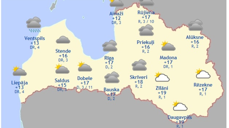 Laika karte šodienas pēcpusdienai