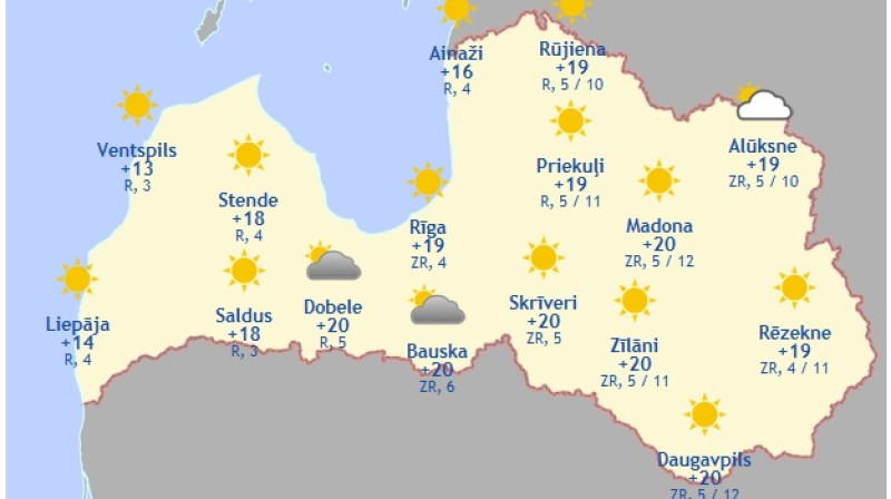 Laika karte šodeinas pēcpusdienai