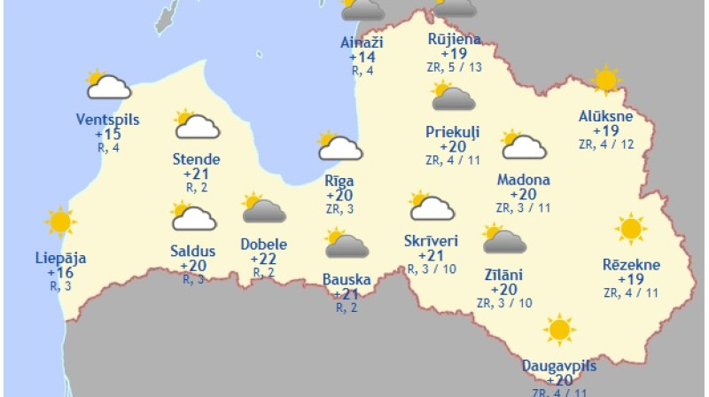 Laika karte šodienas pācpusdienai