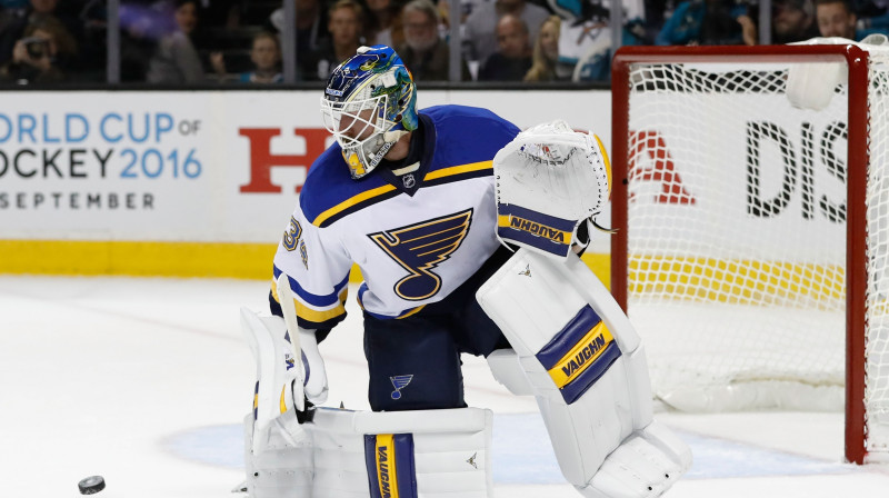 "Blues" vārtsargs Džeiks Alens 
Foto: AFP/Scanpix