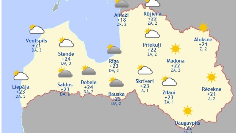 Laika karte šodienas pēcpusdienai