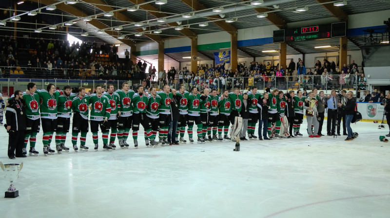 Pagājušās sezonas Virslīgas čempioni HK "Liepāja"
Foto: Ģirts Gertsons