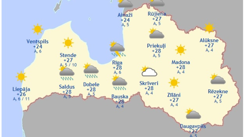 Laika karte šodienas pēcpusdienai