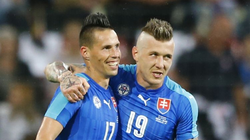 Mareks Hamšīks un Jurajs Kucka
Foto: AP/Scanpix