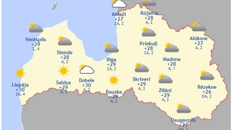 Laika karte šodienas pēcpusdienai