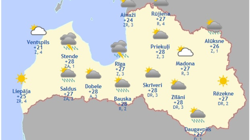 Laika karte šodienas pēcpusdienai