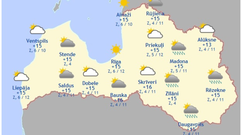 Laika karte šodienas pēcpusdienai